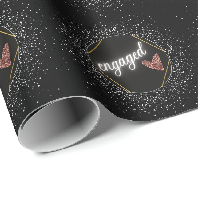 Engaged Glam Black and Silver   Wrapping Paper (Roll Corner)