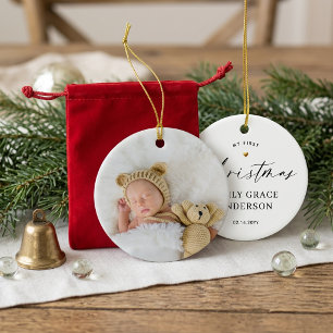 Engaged Gold Heart Personalised photo gift Ceramic Ornament