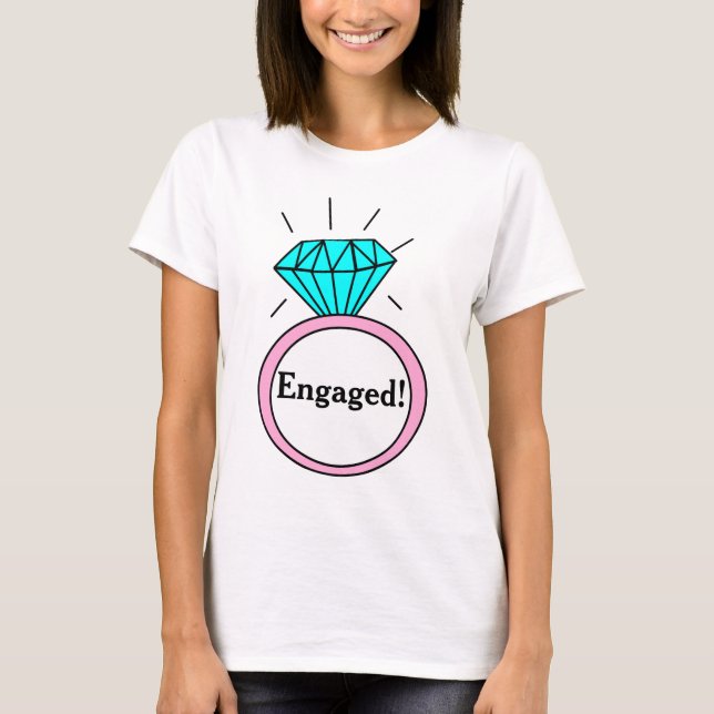 Engaged! Large Cartoon Diamond Ring T-Shirt (Front)