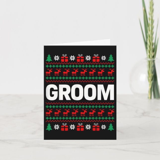 Engaged Married Couples Ugly Christmas Sweaters Br Card (Front)