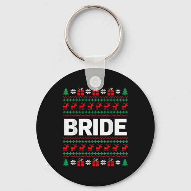 Engaged Married Couples Ugly Christmas Sweaters Gr Key Ring (Front)