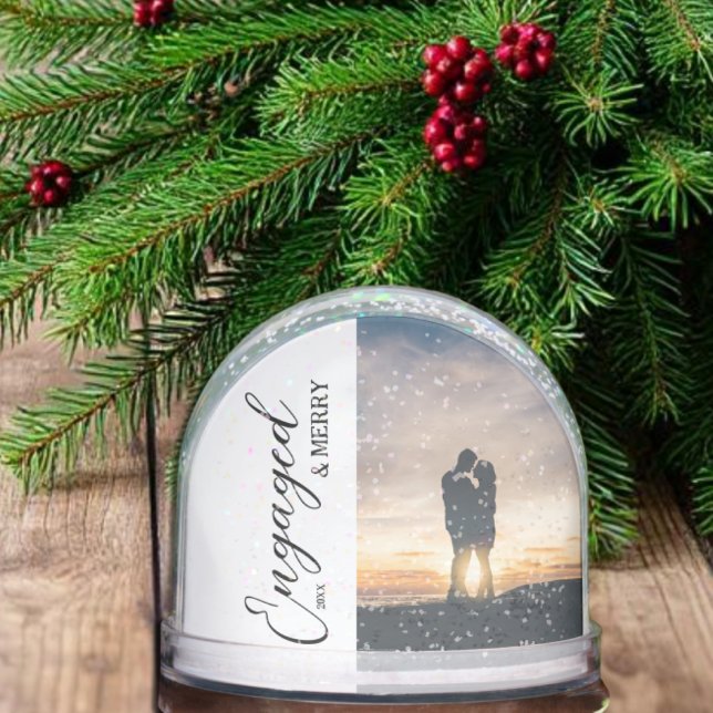 Engaged & Merry Couple Photo Snowglobe (Creator Uploaded)