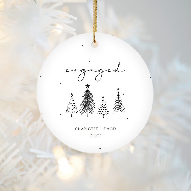Engaged Minimalist Personalised Christmas Ceramic Ornament (Creator Uploaded)