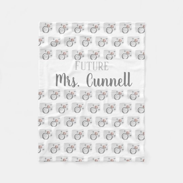 Engaged Mrs. Future Bride Ring Fleece Blanket (Front)