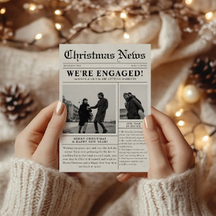 Engaged Newspaper Christmas Photo Holiday Card