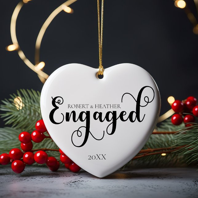 Engaged Personalise Engagement Gift For Christmas Ceramic Ornament (Creator Uploaded)