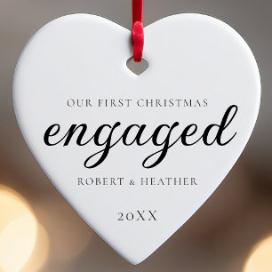 Engaged Personalized Engagement Gift For Christmas Ceramic Ornament
