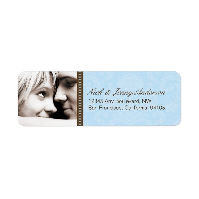 Engaged Photo Return Address Label (blue) (Front)