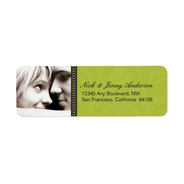 Engaged Photo Return Address Label (lime) (Front)