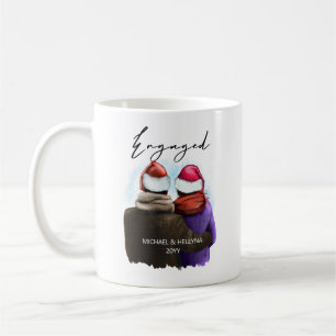 Engaged Script Personalised Couples Christmas Coffee Mug