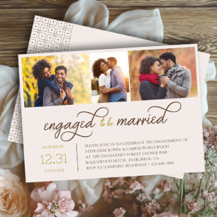 Engaged to be Married Engagement Party 3 Photo Invitation