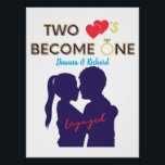 Engaged Two Hearts Become One Canvas Print<br><div class="desc">Engaged Two Hearts Become One personalised with the name of the loving happy couple! Makes a great gift for newly engaged couples!</div>