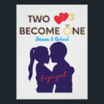 Engaged Two Hearts Become One  Canvas Print<br><div class="desc">Engaged Two Hearts Become One personalised with the name of the loving happy couple! Makes a great gift for newly engaged couples!</div>