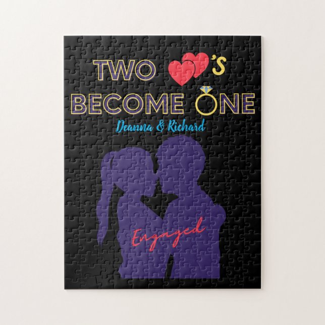 Engaged Two Hearts Become One Jigsaw Puzzle (Vertical)