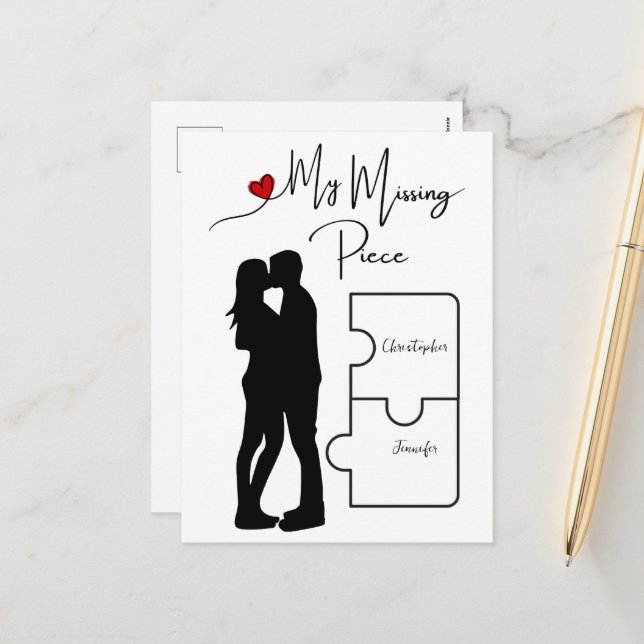Engagement | Anniversary | True Love Missing Piece Holiday Postcard (Front/Back In Situ)