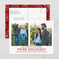 Engagement Announcement 2 Photo Snowflake Pattern