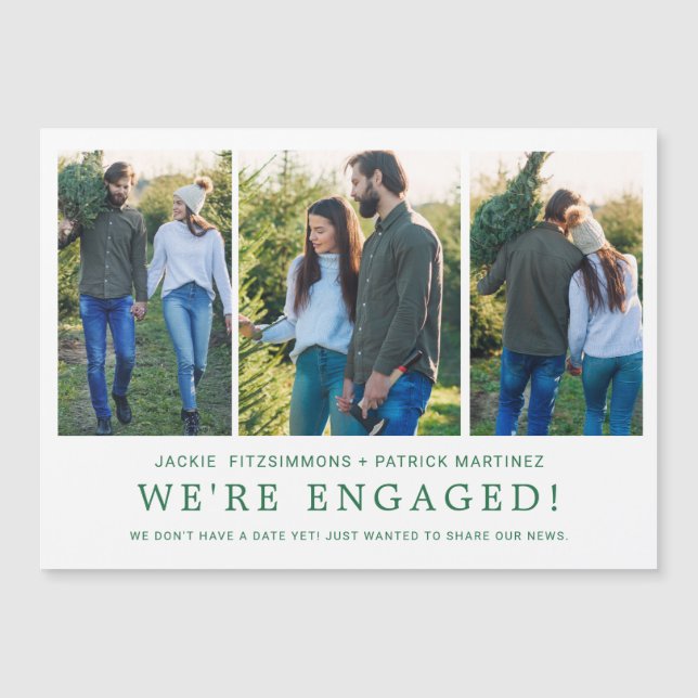 Engagement Announcement 3 Photo Magnetic Card (Front)