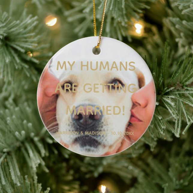 Engagement announcement custom photo Christmas Ceramic Ornament (Tree)