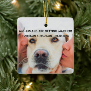 Engagement announcement Custom photo dog Christmas Ceramic Ornament