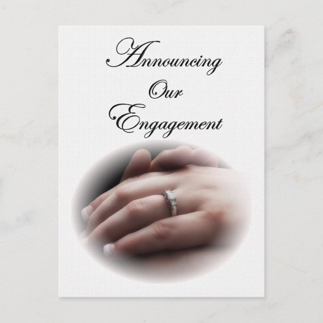 Engagement Announcement Hand with Ring Postcard (Front)
