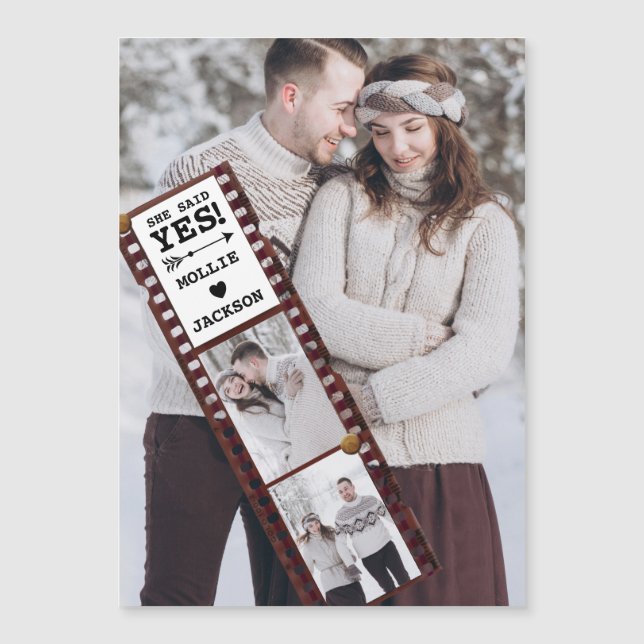 Engagement Announcement Photo Magnetic Card (Front)