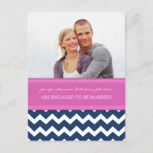 Engagement Announcement Photo Postcard Pink Blue