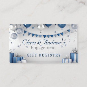 Engagement Balloons Blue Silver Gift Registry Enclosure Card