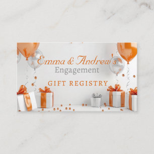 Engagement Balloons Orange Gift Registry Enclosure Card