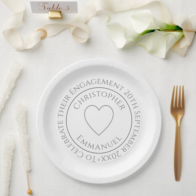 Engagement Celebration Party Paper Plates (Wedding)
