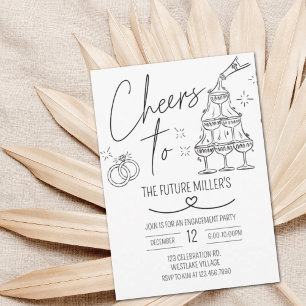 Engagement, Cheers, Modern, wedding Invitation