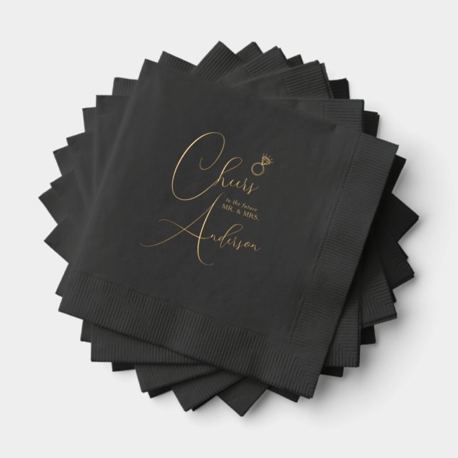 Engagement Cheers to the future Mr. and Mrs. Foil Napkins (Insitu (Stacked))