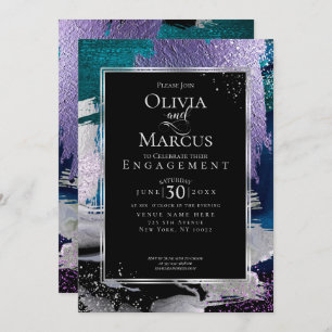 ENGAGEMENT   Chic Bold Orchid Aqua Metallic Invitation