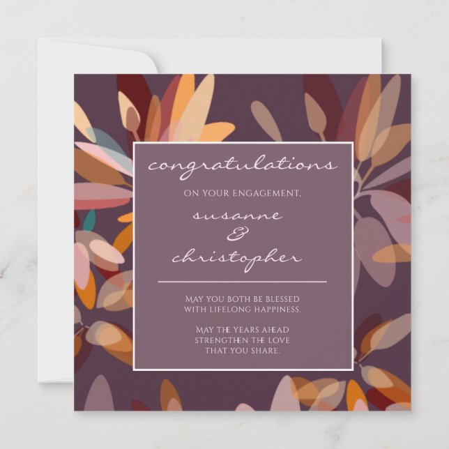 Engagement/Chic Plum and Beige Botanical Card (Back)