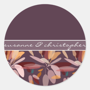 Engagement/Chic Purple Botanical Gift Box Classic Round Sticker