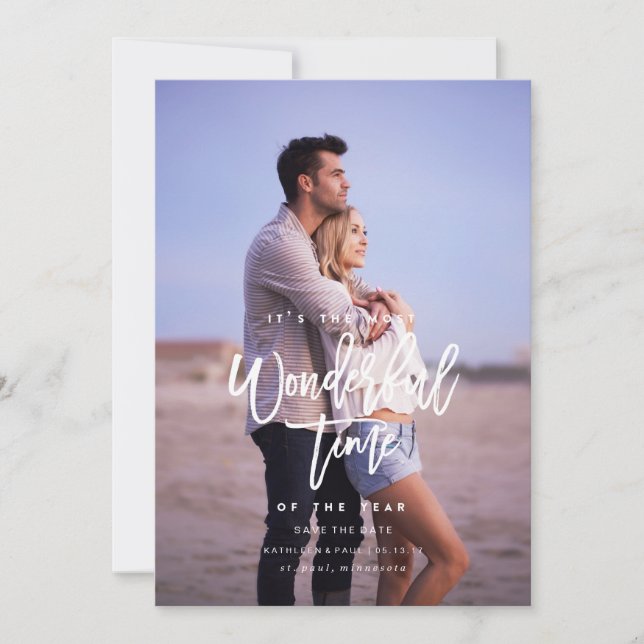 Engagement Christmas Card, Save the Date Christmas Holiday Card (Front)