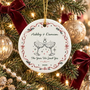 Engagement Christmas Couple Keepsake Personalised Ceramic Ornament