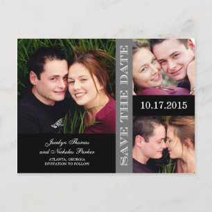 Engagement Collage Save The Date Announcement Postcard