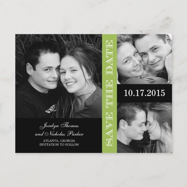 Engagement Collage Save The Date Announcement Postcard (Front)