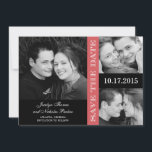 Engagement Collage Save The Date Card - Coral<br><div class="desc">This chic and modern save the date cards stylishly remind your guests of your special day. Available in other colours (custom colour requests are welcome!). Also available as postcards.</div>