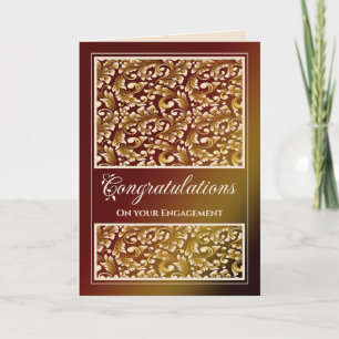 Engagement Congratulations Damask Brown Card