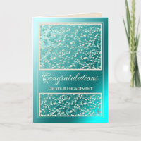 Engagement Congratulations Damask Teal Card
