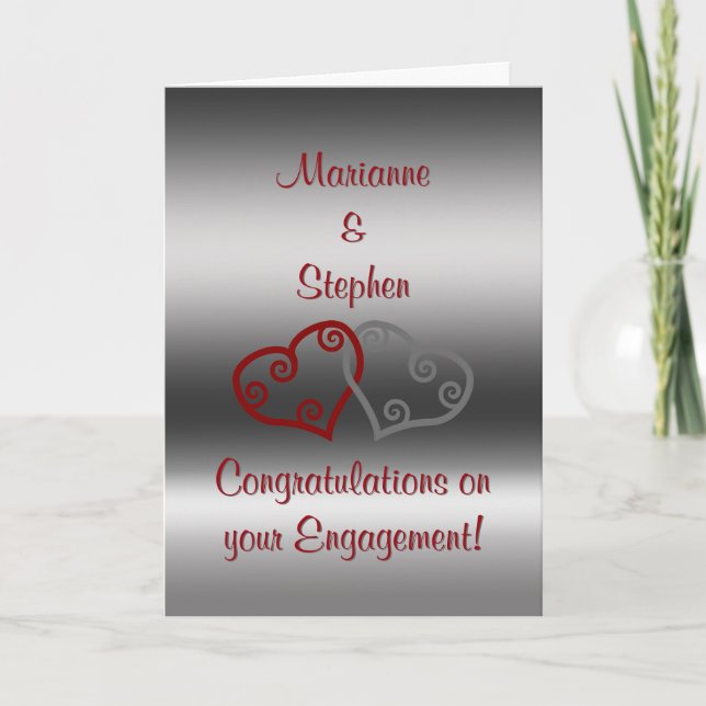 Engagement Congratulations, entwined Maori hearts Card (Front)