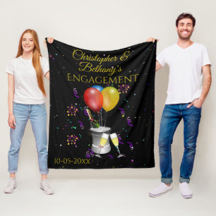 Engagement Congratulations Personalised Black Fleece Blanket