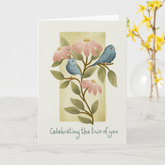 Engagement Congratulations Watercolor Blue Birds a Card