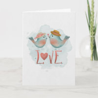 Engagement Congratulations Watercolor LOVE Birds