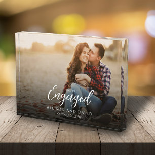Engagement Couple Photo Wedding Elegant Simple Block