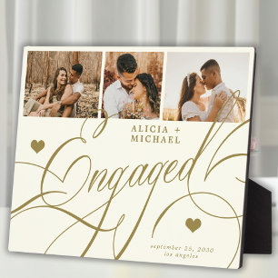 Engagement elegant script photo names personalised plaque