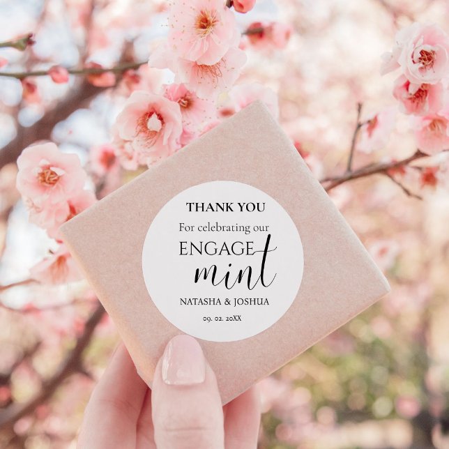 Engagement Engagemint Thank You Party Classic Round Sticker (Creator Uploaded)