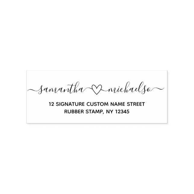 Engagement gift first names with heart rubber stamp (Imprint)