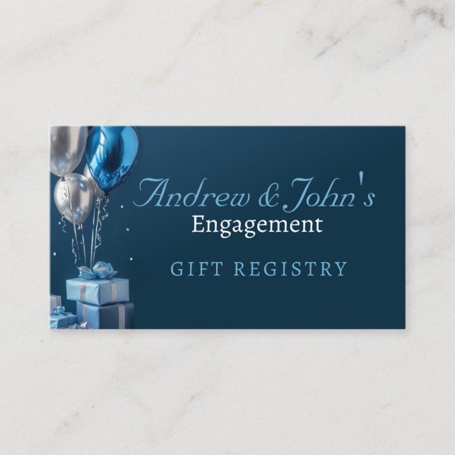 Engagement Gift Registry Blue Balloons Enclosure Card (Front)